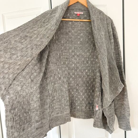 English Laundry Gray Open Front Cardigan Sweater Knit Drape Shawl Collar Medium - Picture 3 of 6